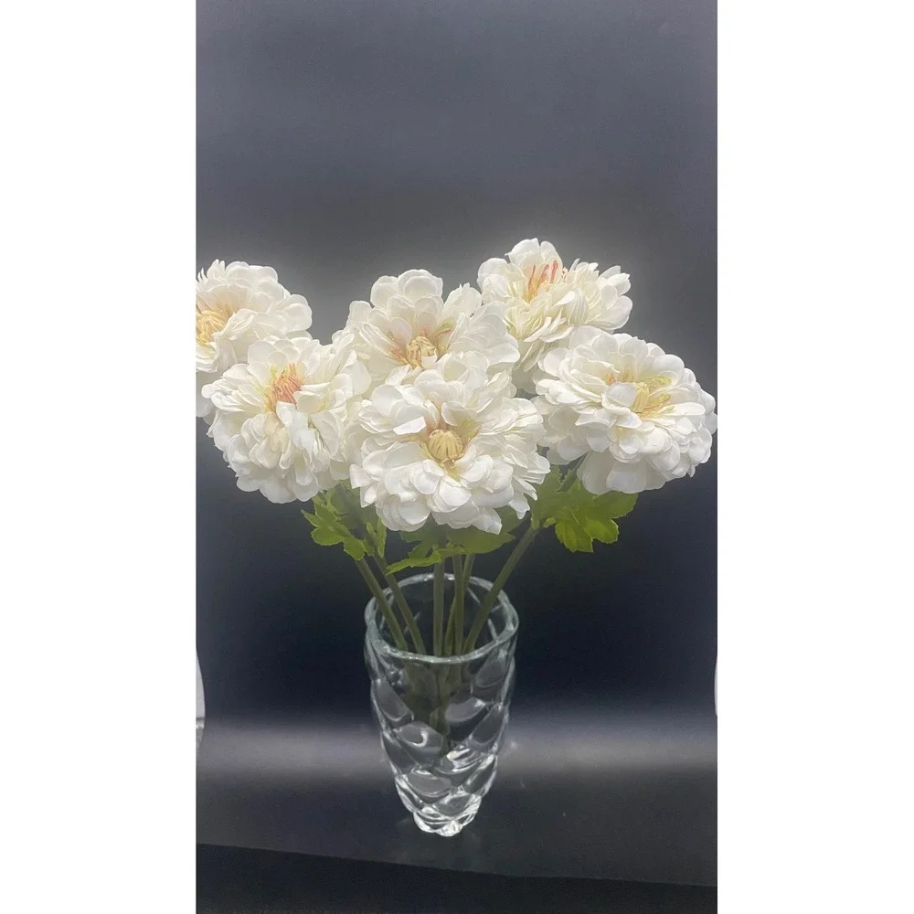 White Artificial Dahlia Silk Flowers‎ Faux Floral Bouquet Wedding Home Decor 6pc